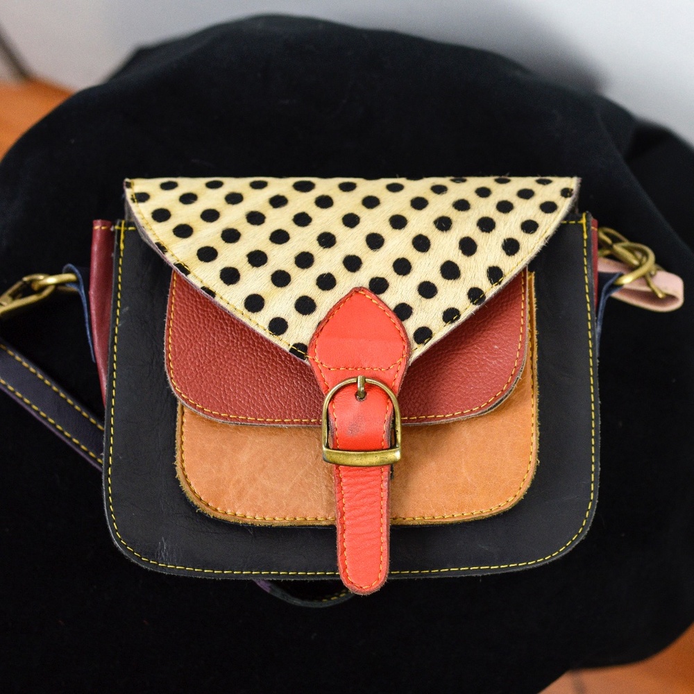 Multicolored leather handbag from South Africa